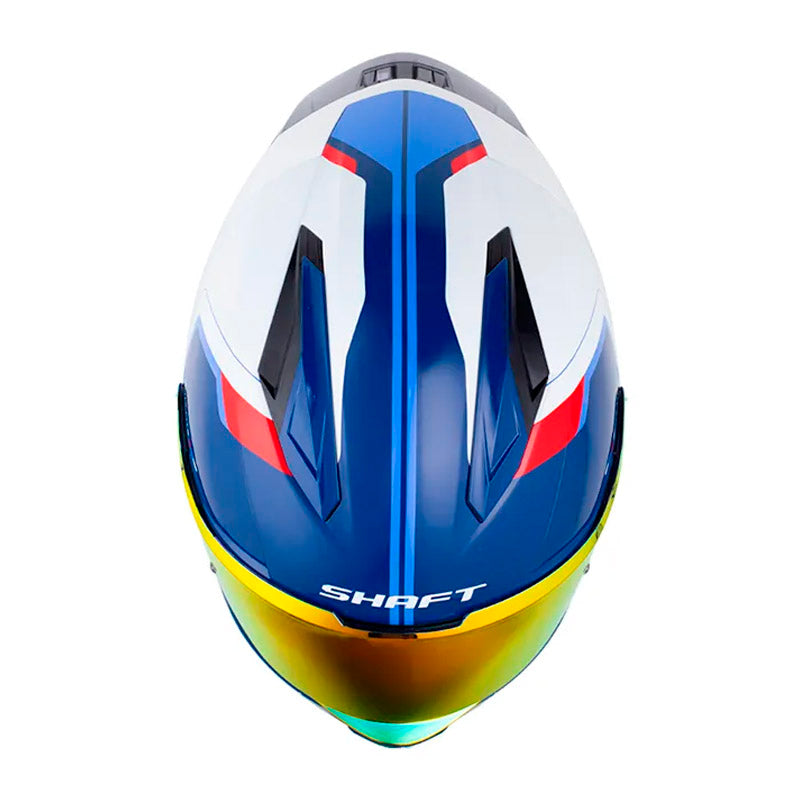 Casco Shaft 596 Sp Thuko Azul Blanco Visor Revo Rojo