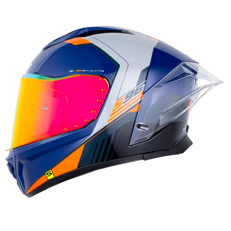 Casco Shaft 596 Sp Thuko Azul Gris Visor Revo Rojo