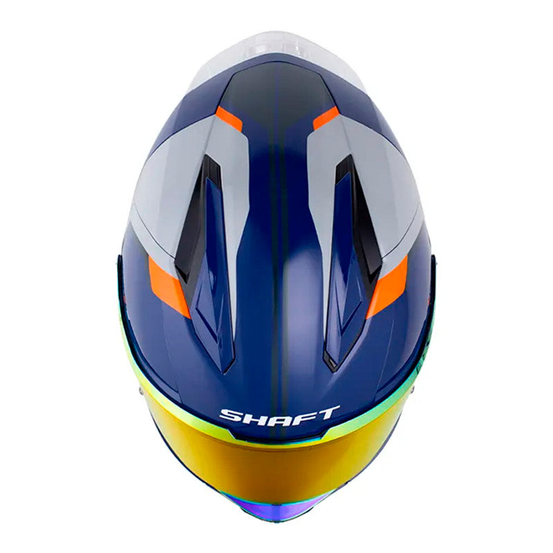 Casco Shaft 596 Sp Thuko Azul Gris Visor Revo Rojo