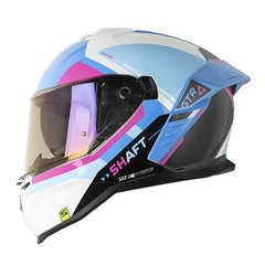 Casco Shaft 598 Gtr Take Down Blanco Perlado Rosado Visor Iridium Morado