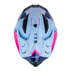 Casco Shaft Mx360 Kosh Azul Claro Fucsia Visor Revo Morado