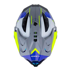 Casco Shaft Mx360 Kosh Gris Amarillo Neon Visor Iridium Azul