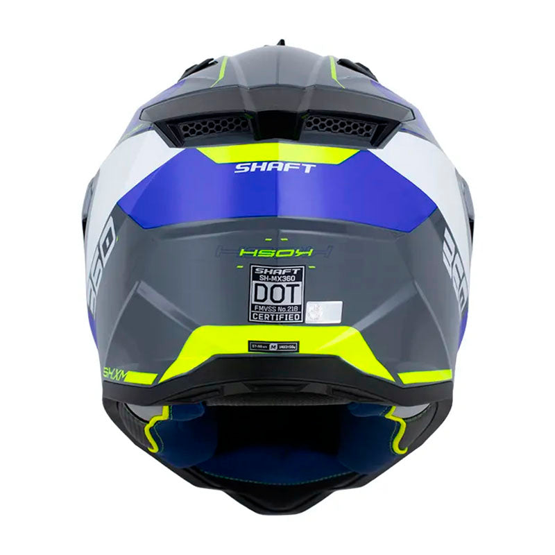 Casco Shaft Mx360 Kosh Gris Amarillo Neon Visor Iridium Azul
