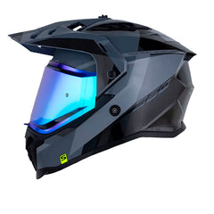 Casco Shaft Mx360 Kosh Gris Oscuro Gris Visor Iridium Azul