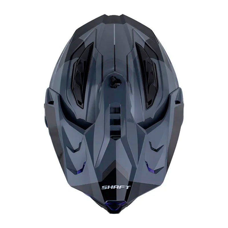 Casco Shaft Mx360 Kosh Gris Oscuro Gris Visor Iridium Azul