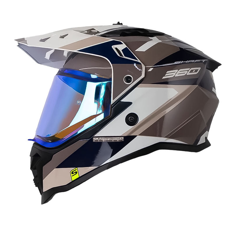 Casco Shaft Mx360 Misho Azul Gris Visor Iridium Azul