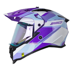 Casco Shaft Mx360 Misho Azul Morado Visor Iridium Morado