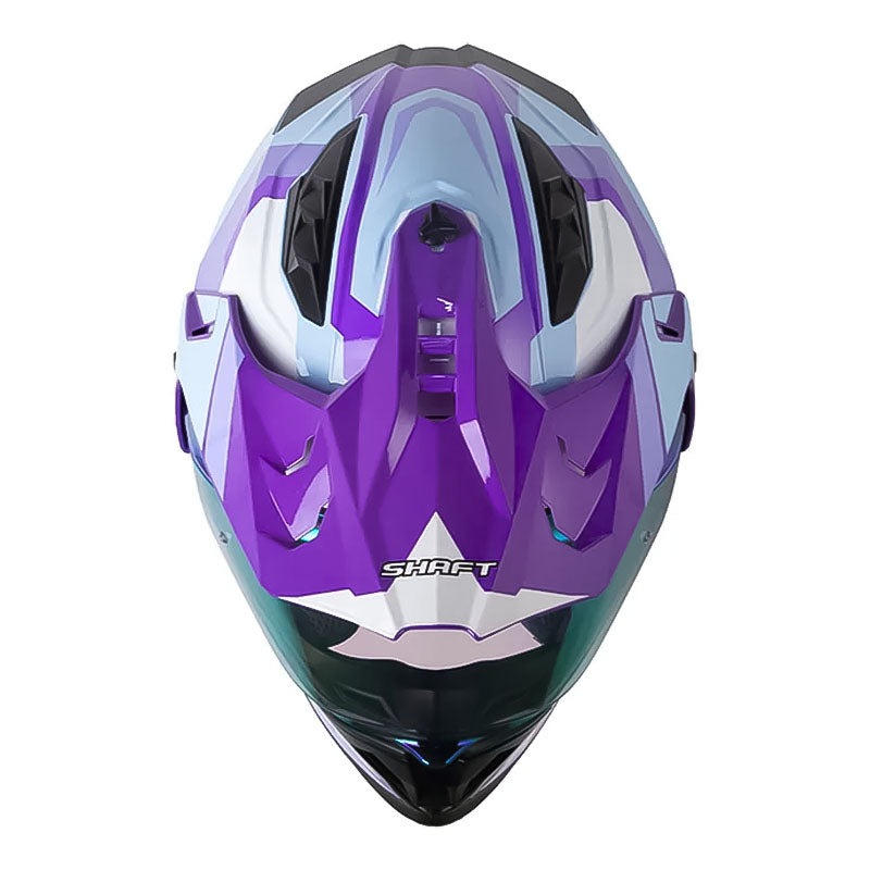 Casco Shaft Mx360 Misho Azul Morado Visor Iridium Morado