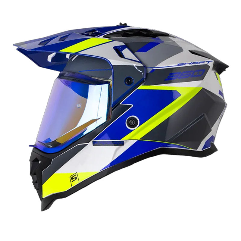 Casco Shaft Mx360 Misho Blanco Azul Visor Iridium Azul