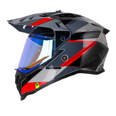 Casco Shaft Mx360 Misho Gris Visor Iridium Azul