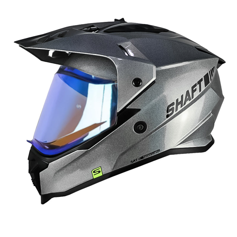 Casco Shaft Mx360 Solid Camaleon Negro Visor Iridium Azul