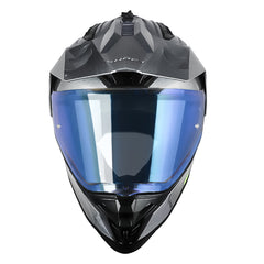 Casco Shaft Mx360 Solid Camaleon Negro Visor Iridium Azul