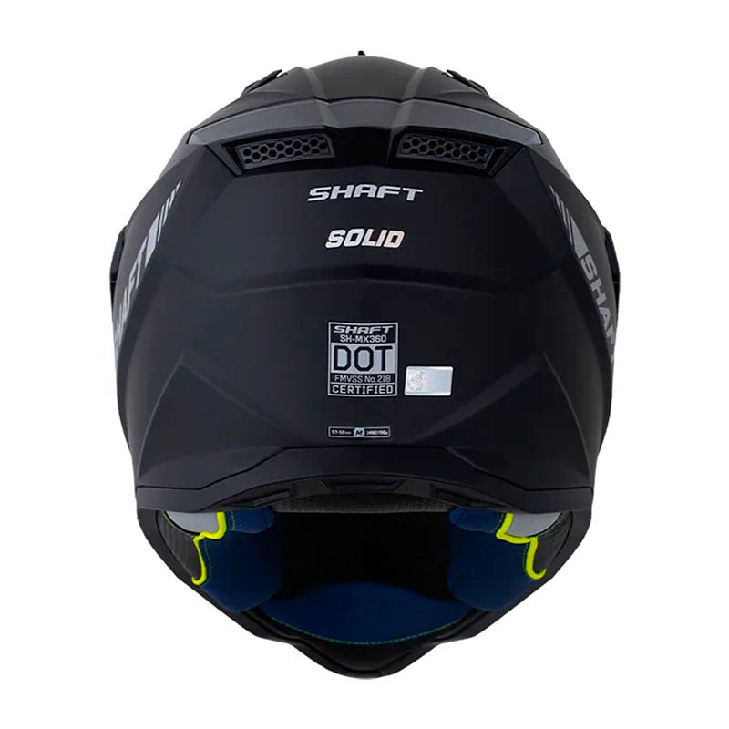 Casco Shaft Mx360 Solid Negro Holografico Silver Visor Iridium Azul
