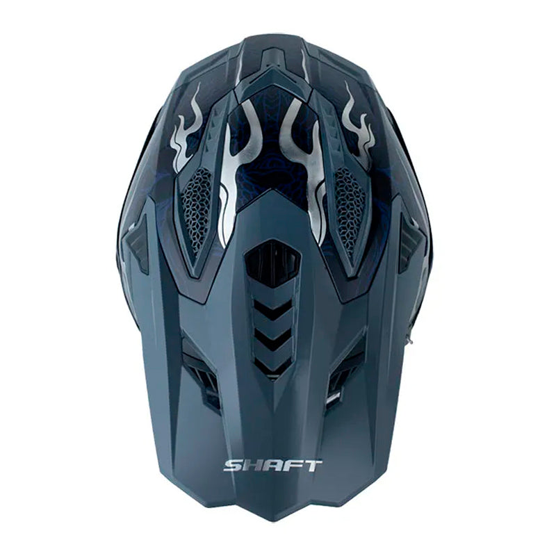 Casco Shaft Mx60 Hype Azul Holografico Silver