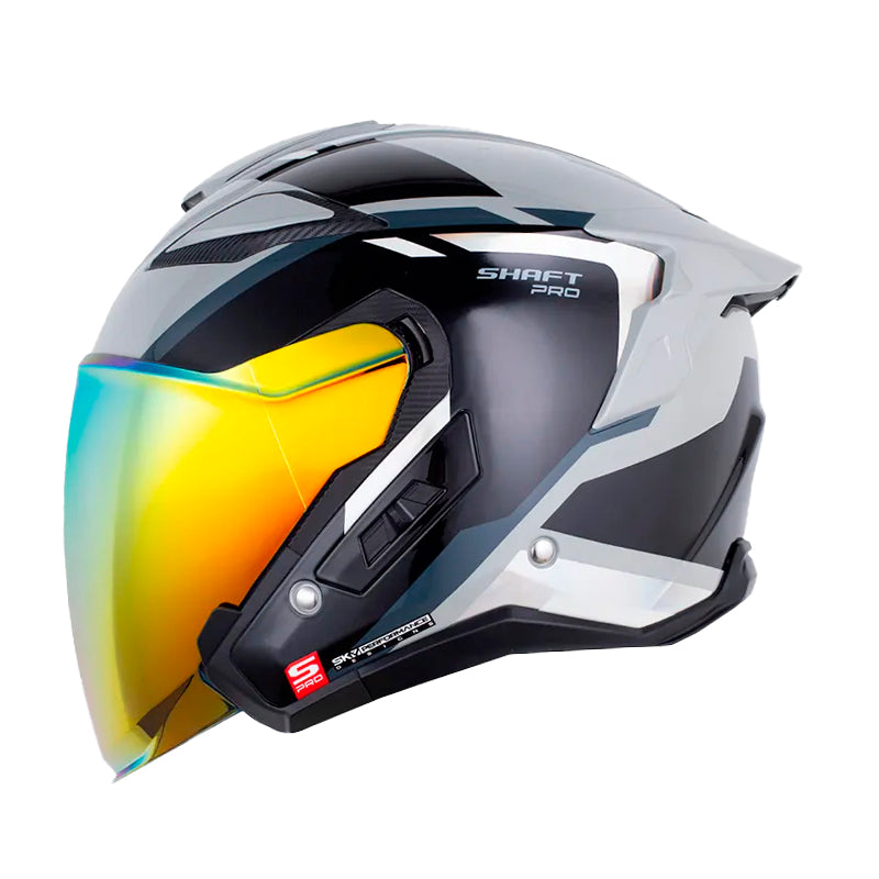 Casco Shaft Pro 343 Dv Jeveux Gris Holografico Silver Visor Revo Rojo