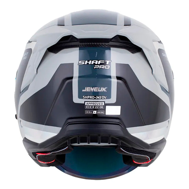 Casco Shaft Pro 343 Dv Jeveux Gris Holografico Silver Visor Revo Rojo