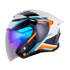 Casco Shaft Pro 343 Dv Jeveux Gris Naranja Visor Iridium Azul