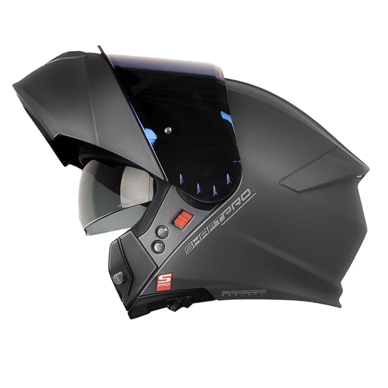 Casco Shaft Pro 4000Dv Evo Solid Gris Silver Visor Iridium Azul