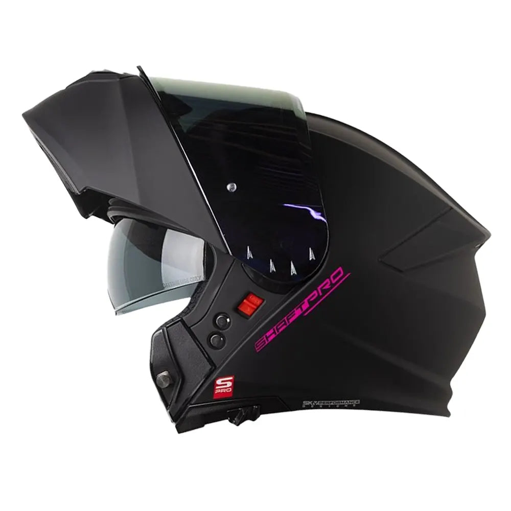 Casco Shaft Pro 4000Dv Evo Solid Negro Fucsia Visor Iridium Morado