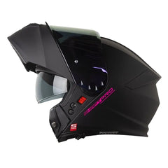 Casco Shaft Pro 4000Dv Evo Solid Negro Fucsia Visor Iridium Morado