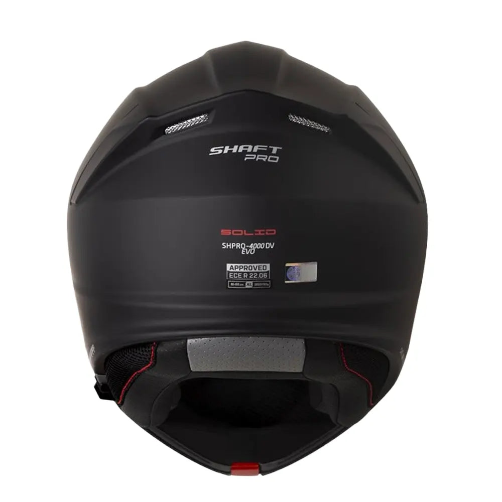 Casco Shaft Pro 4000Dv Evo Solid Negro Rojo Visor Iridium Rojo