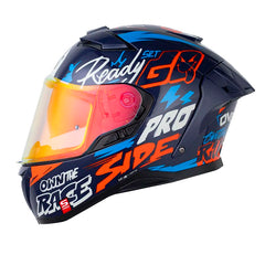 Casco Shaft Pro 606Sp Damn Azul Naranja Neon Visor Revo Rojo