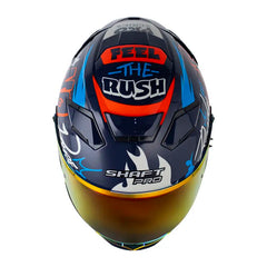 Casco Shaft Pro 606Sp Damn Azul Naranja Neon Visor Revo Rojo
