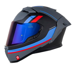 Casco Shaft Pro 606Sp Missing Gris Rojo Visor Iridium Azul