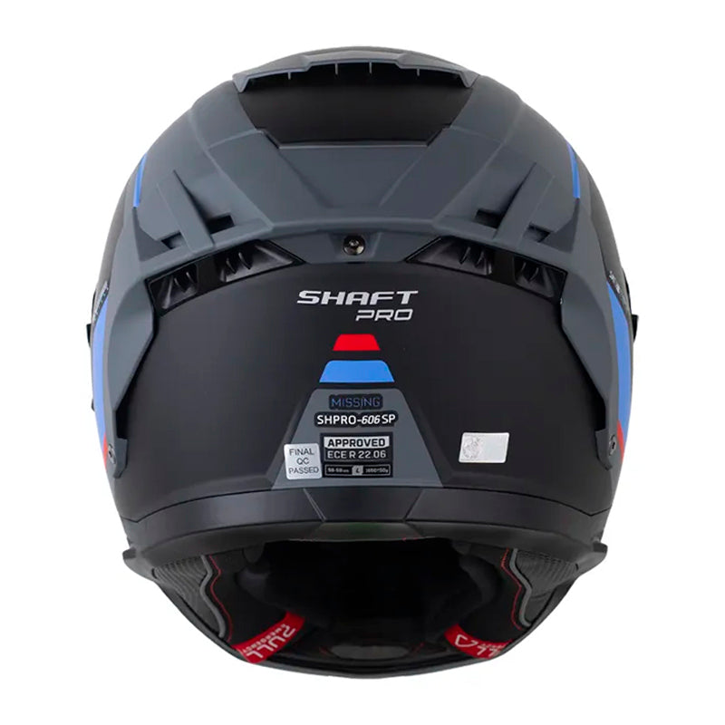Casco Shaft Pro 606Sp Missing Gris Rojo Visor Iridium Azul