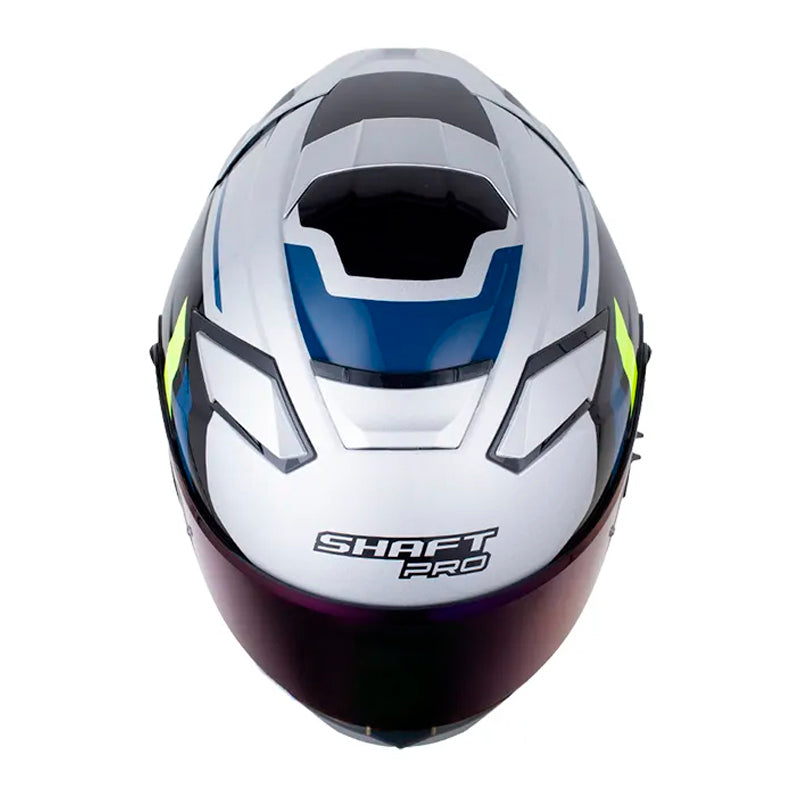 Casco Shaft Pro 606Sp Missing Silver Amarillo Neon Visor Iridium Azul