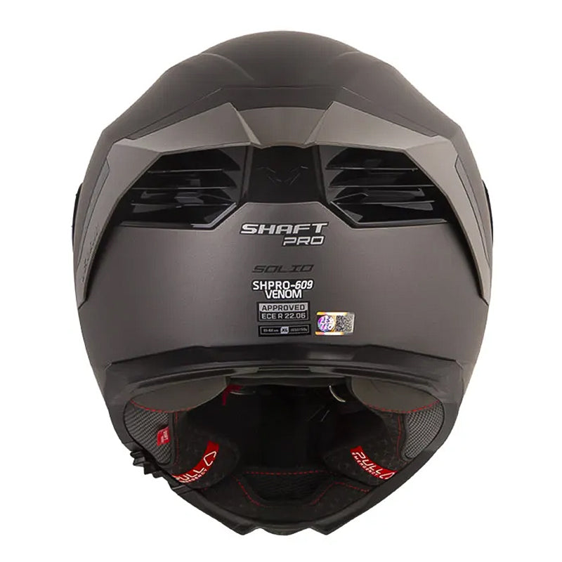 Casco Shaft Pro 609 Venom Solid Gris Negro Visor Iridium Rojo