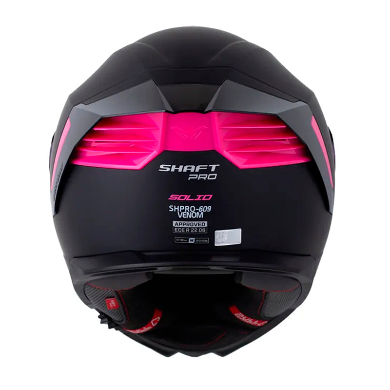 Casco Shaft Pro 609 Venom Solid Negro Fucsia Visor Revo Morado