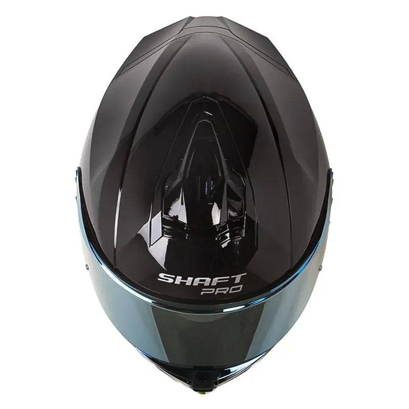 Casco Shaft Pro 609 Venom Solid Negro Holografico Dorado Visor Iridum Dorado