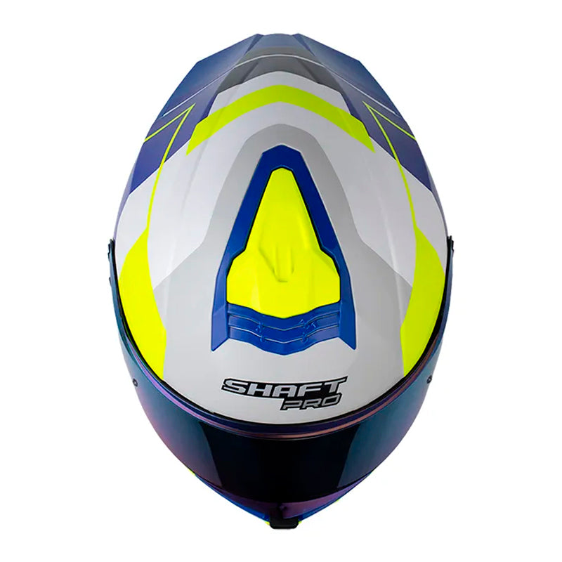 Casco Shaft Pro 609 Venom Sphere Blanco Amarillo Neon Visor Iridium Azul