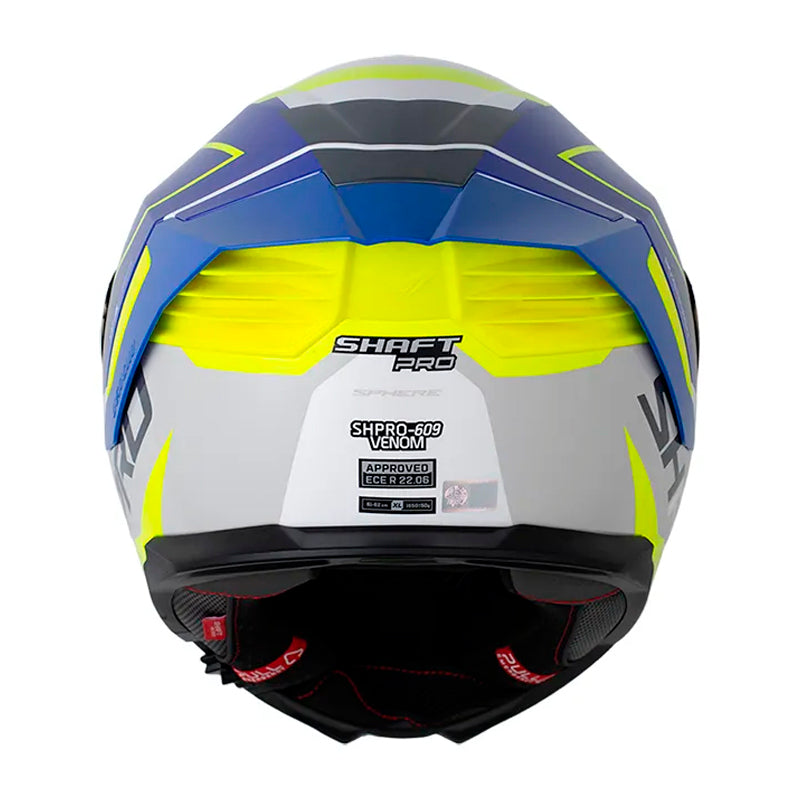 Casco Shaft Pro 609 Venom Sphere Blanco Amarillo Neon Visor Iridium Azul
