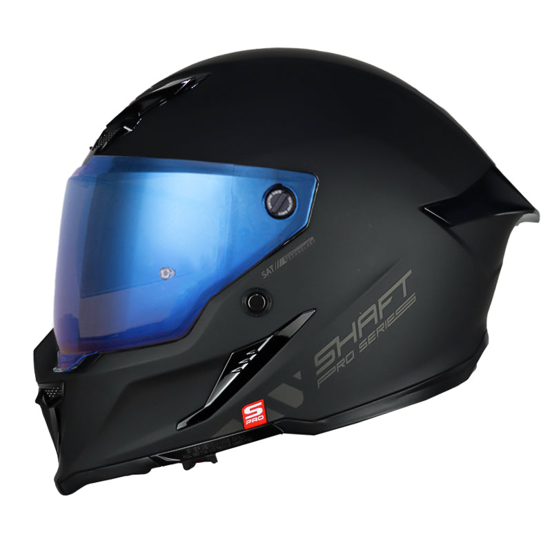Casco Shaft Pro 615Dv Solid Negro Gris Oscuro Visor Iridium Azul