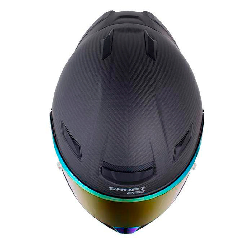Casco Shaft Pro 803Sp Solid Negro Carbono Gris Visor Iridium Rojo