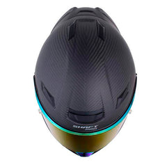 Casco Shaft Pro 803Sp Solid Negro Carbono Gris Visor Iridium Rojo