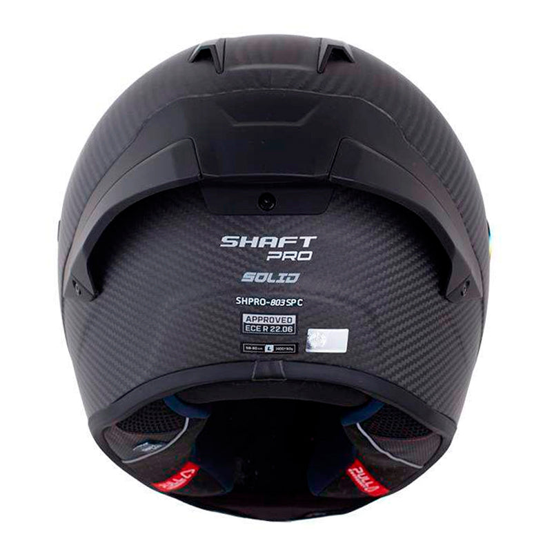 Casco Shaft Pro 803Sp Solid Negro Carbono Gris Visor Iridium Rojo