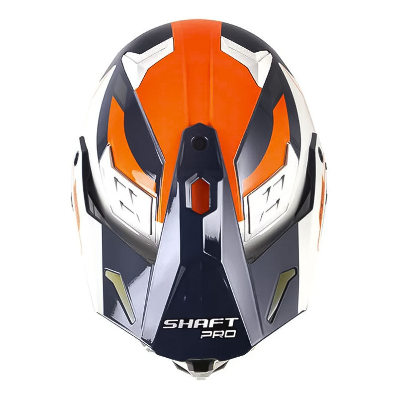 Casco Shaft Pro Mx400Dv Frontier Azul Naranja Visor Iridium Rojo