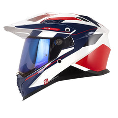 Casco Shaft Pro Mx400Dv Frontier Blanco Rojo Visor Iridium Azul