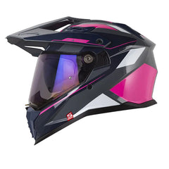 Casco Shaft Pro Mx400Dv Frontier Gris Fucsia Visor Iridium Morado