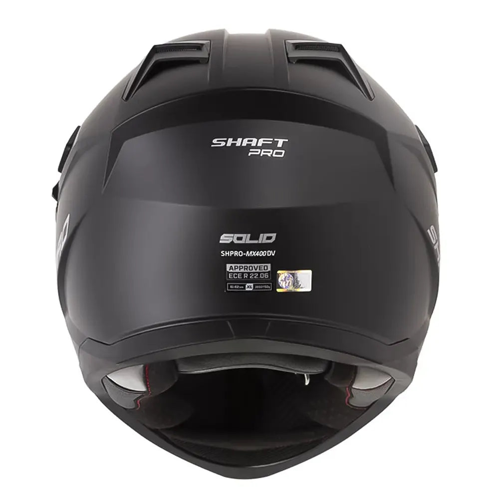 Casco Shaft pro Mx400D Solid Negro Silver Visor Iridium Rojo