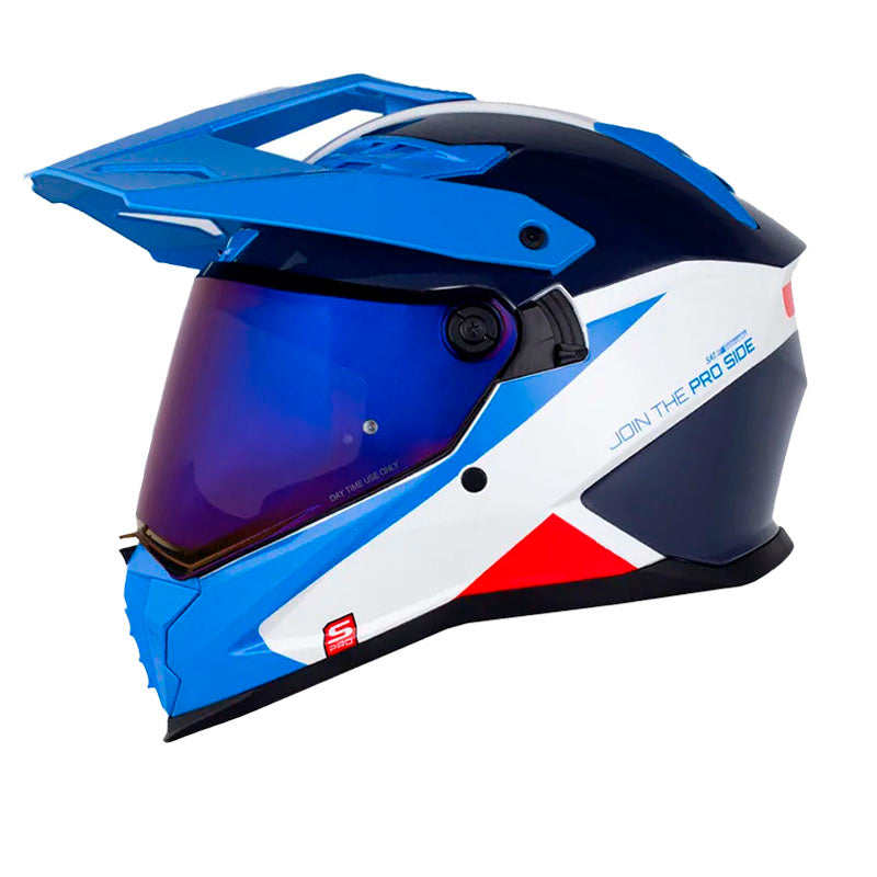 Casco Shaft pro Mx400DV Proton Blanco Perlado Azul Visor Iridium Azul