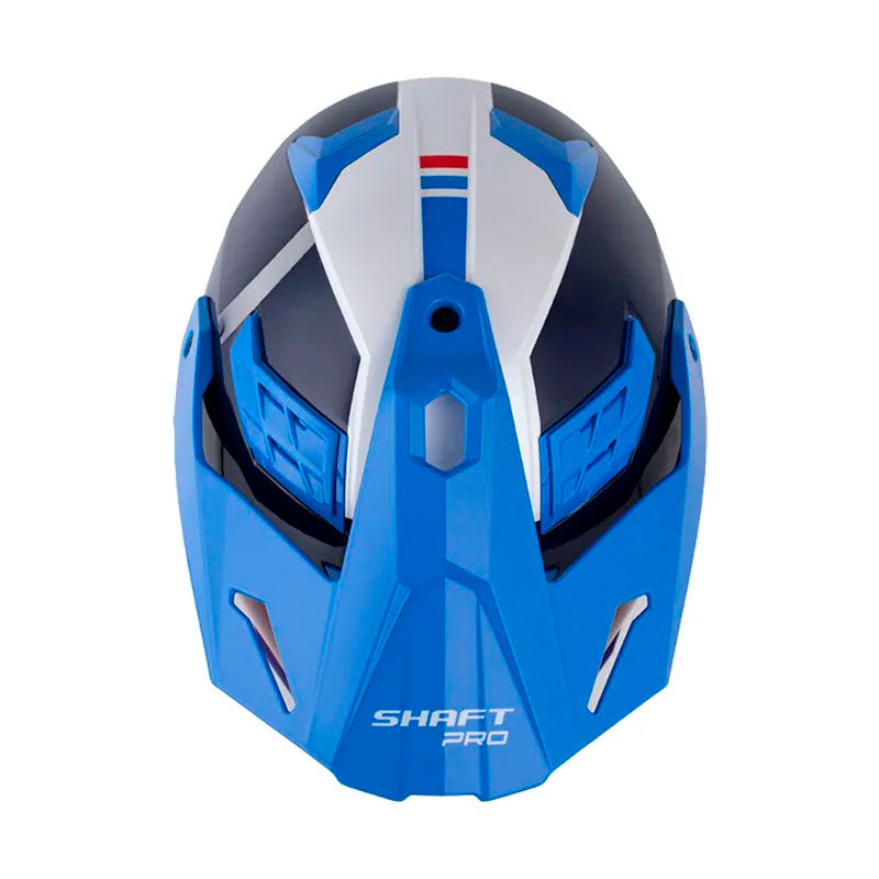 Casco Shaft pro Mx400DV Proton Blanco Perlado Azul Visor Iridium Azul