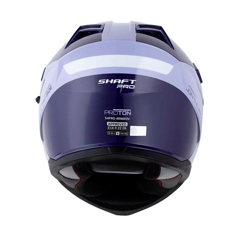 Casco Shaft pro Mx400DV Proton Morado Claro Azul Visor Iridium Morado