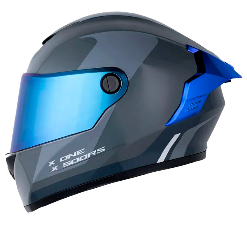 Casco X One X-500 Rs Bladez Gris Oscuro Gris Visor Iridium Azul