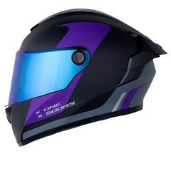 Casco X One X-500 Rs Bladez Negro Morado Visor Iridium Azul