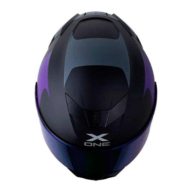 Casco X One X-500 Rs Bladez Negro Morado Visor Iridium Azul