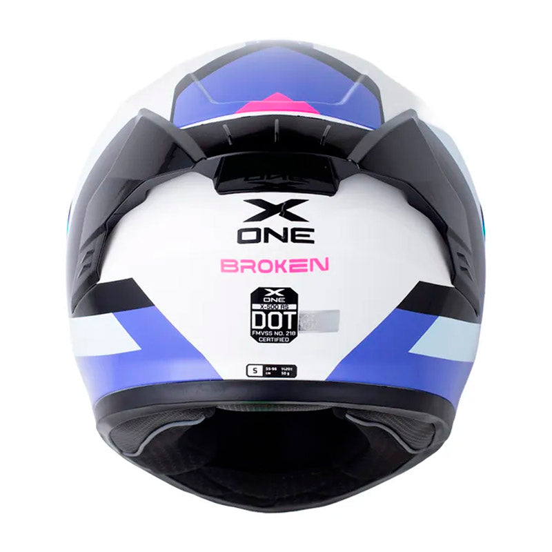 Casco X One X-500 Rs Broken Blanco Azul Visor Iridium Azul